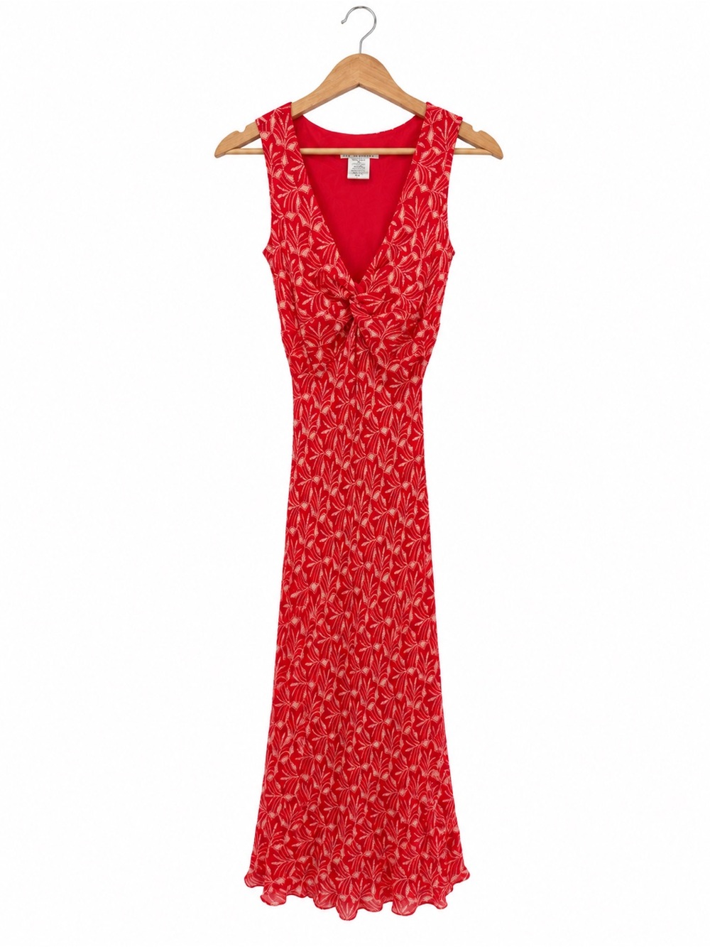 Jane Seymour Coral Red Silk Dress Beads Women’s 8P Petite Sleeveless Formal